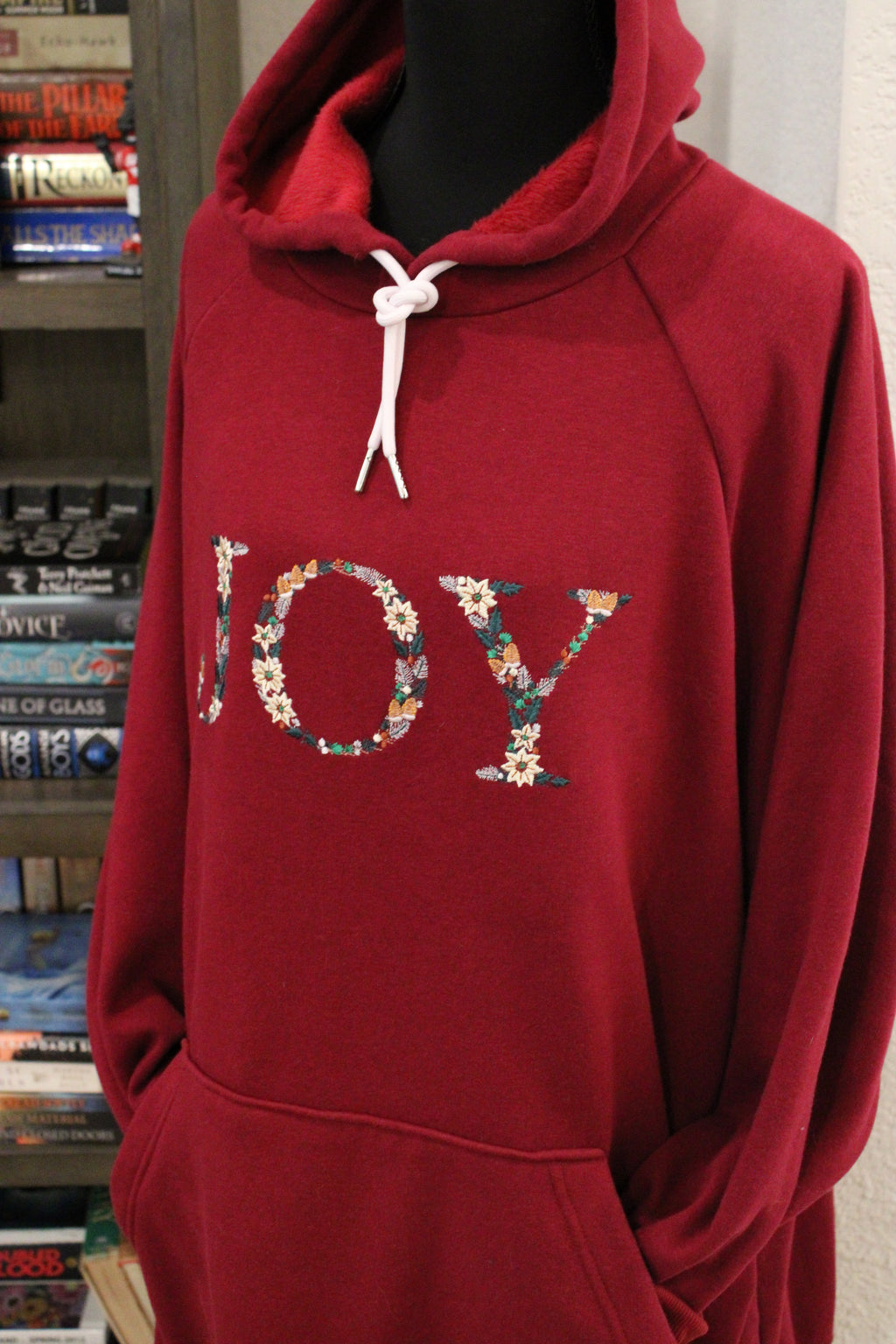 Floral Merry Christmas or JOY - Embroidered WARMY Oversized Hoodie Dress