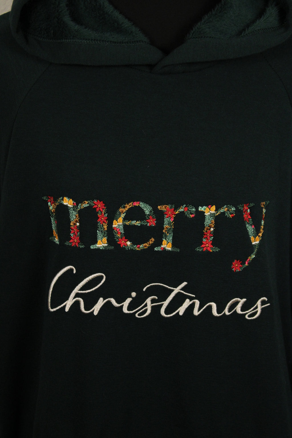 Floral Merry Christmas or JOY - Embroidered WARMY Oversized Hoodie Dress