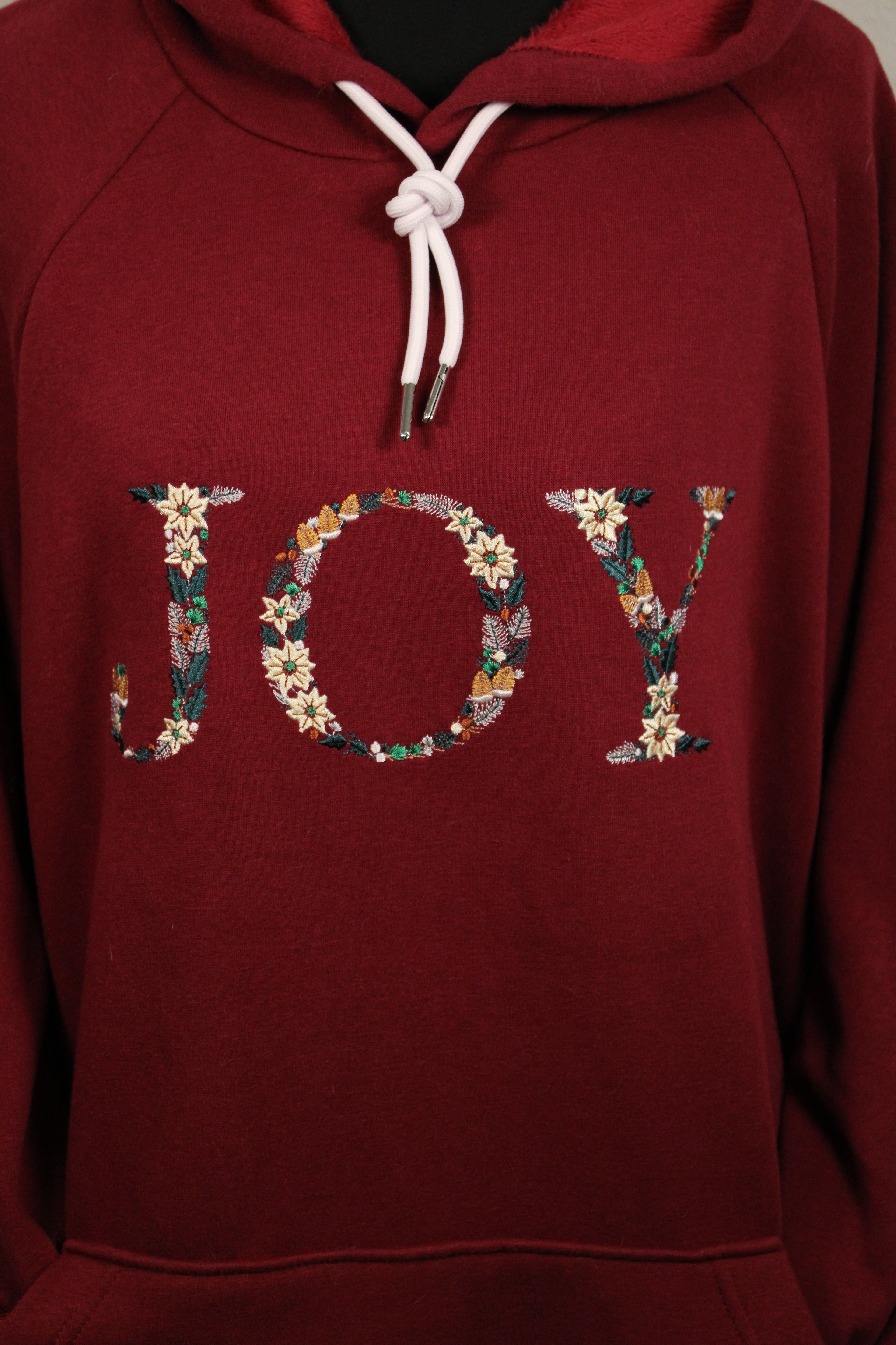 Floral Merry Christmas or JOY - Embroidered WARMY Oversized Hoodie Dress