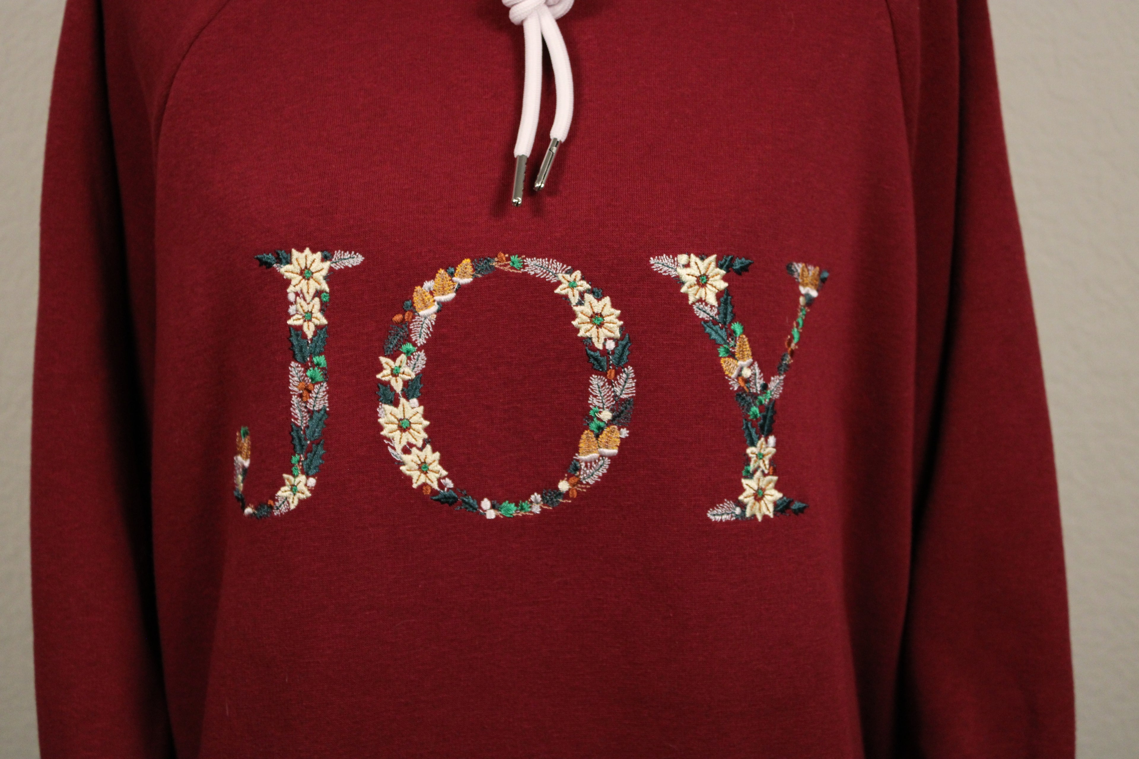 Floral Merry Christmas or JOY - Embroidered WARMY Oversized Hoodie Dress