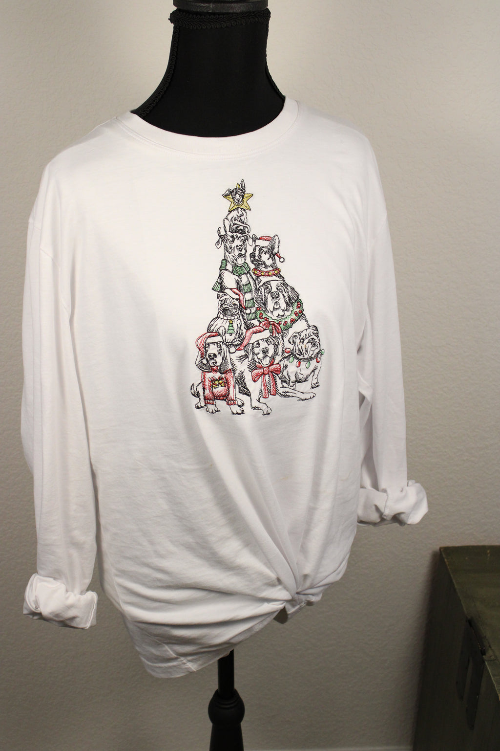 Good Boy Christmas – Stoic Dogs Holiday Tree Embroidered T-Shirt 🐕🎄