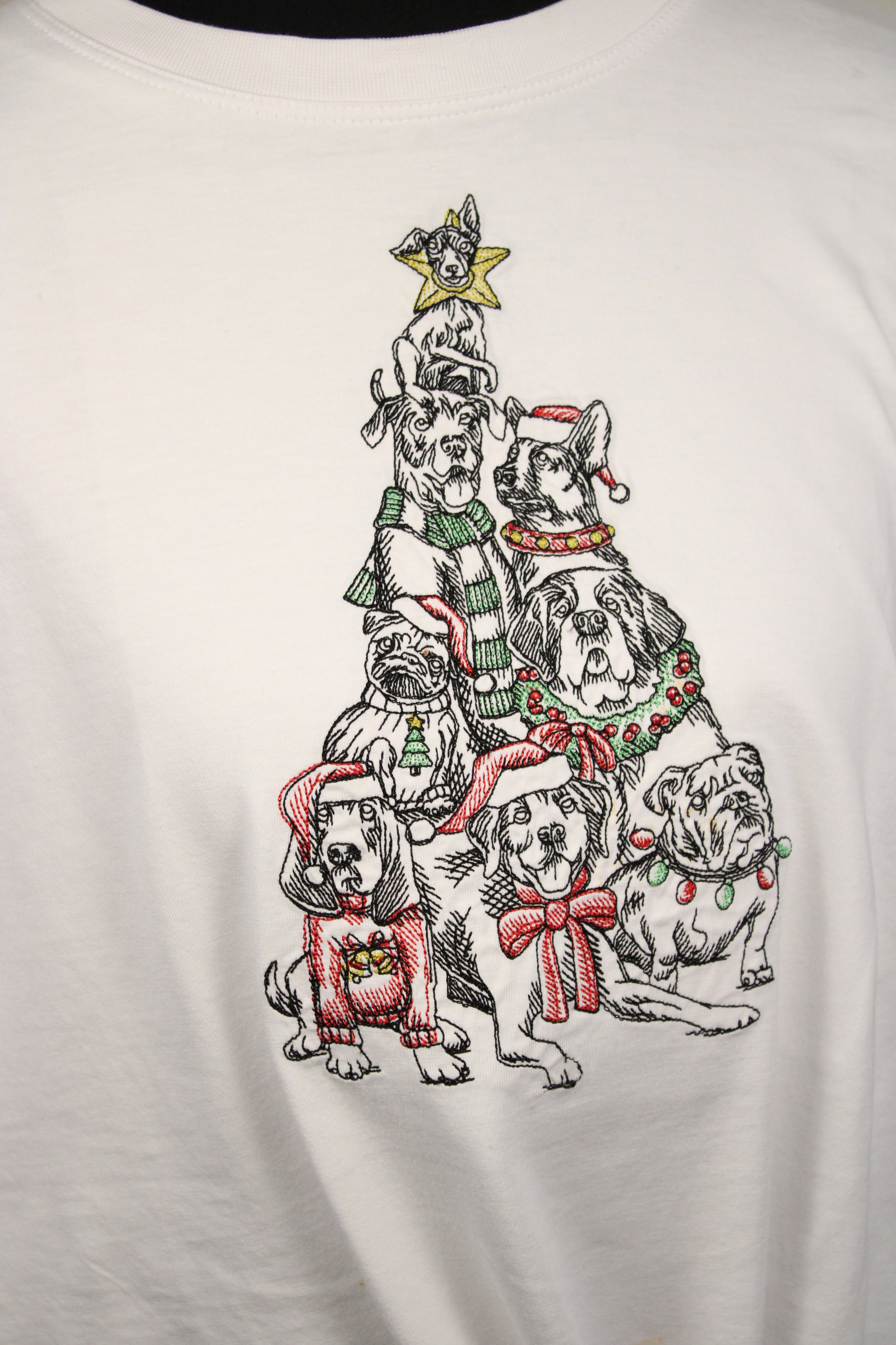 Good Boy Christmas – Stoic Dogs Holiday Tree Embroidered T-Shirt 🐕🎄